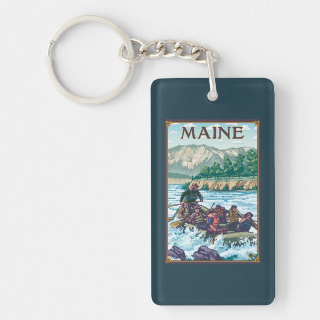MaineRiver Rafting Scene Keychain (Front)