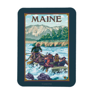 MaineRiver Rafting Scene Magnet
