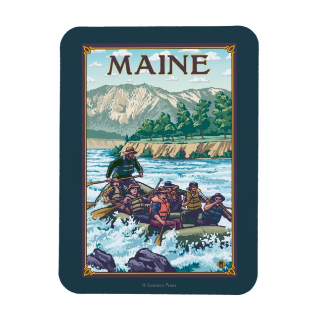 MaineRiver Rafting Scene Magnet (Vertical)