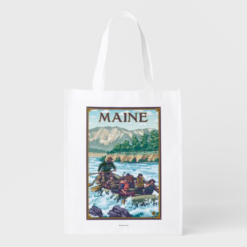 MaineRiver Rafting Scene Reusable Grocery Bag