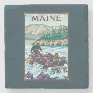 MaineRiver Rafting Scene Stone Coaster