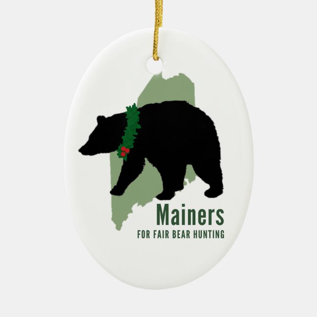 Mainers for Fair Bear Hunting Holiday Ornament (Front)