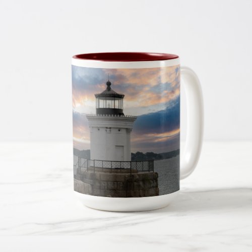 Maines Portland breakwater lighthouse Two_Tone Coffee Mug