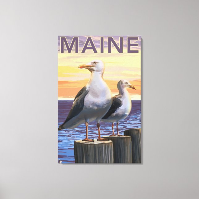MaineSea Gulls Scene Canvas Print (Front)