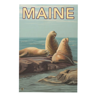 MaineSea Lions Scene Wood Wall Decor