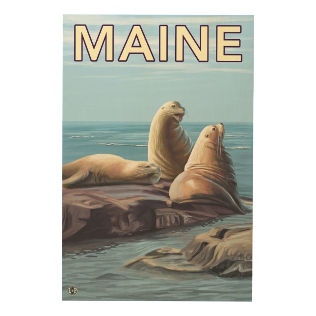 MaineSea Lions Scene Wood Wall Decor (Front)