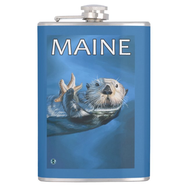 MaineSea Otter Scene Flask (Front)