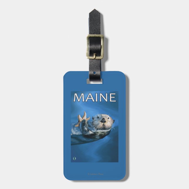 MaineSea Otter Scene Luggage Tag (Front Vertical)