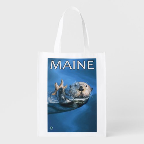 MaineSea Otter Scene Reusable Grocery Bag