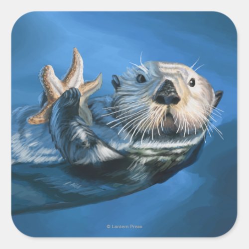 MaineSea Otter Scene Square Sticker