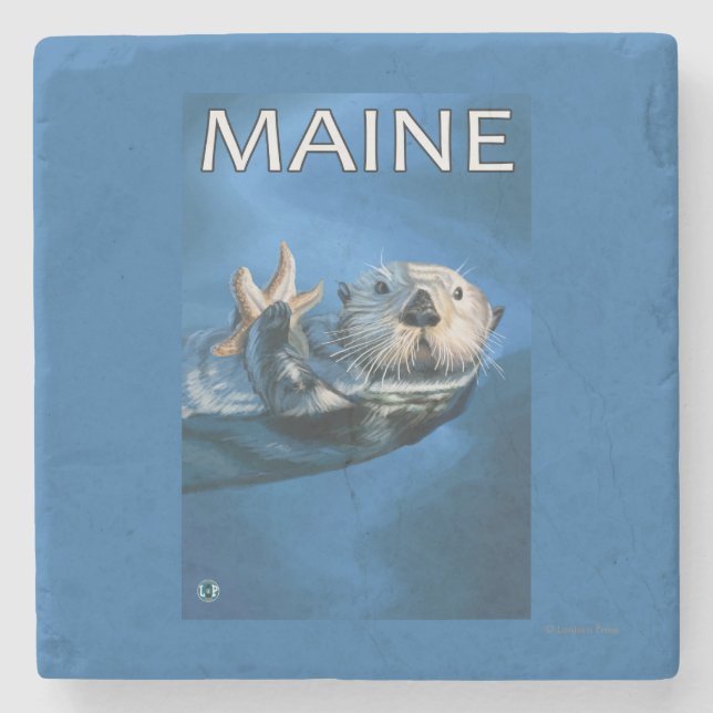 MaineSea Otter Scene Stone Coaster (Front)