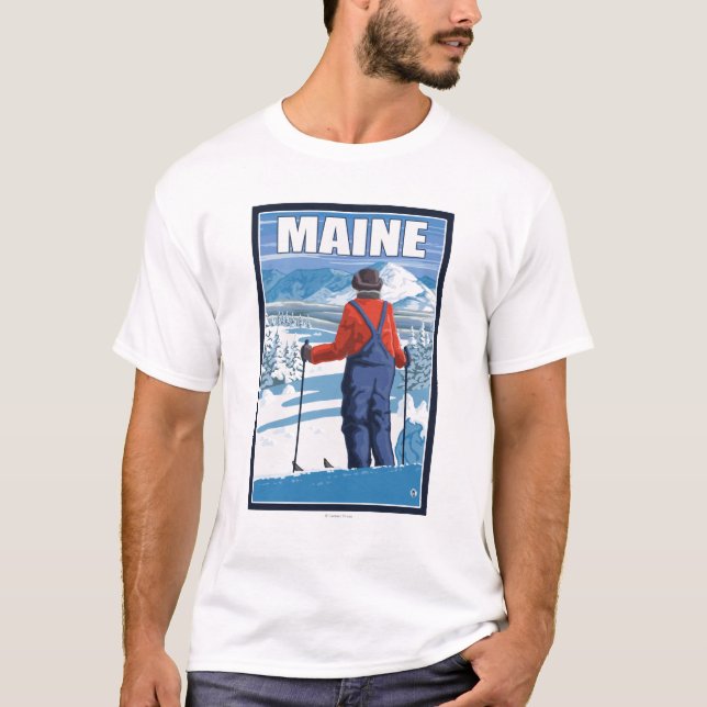MaineSkier Admiring View T-Shirt (Front)