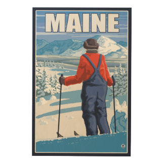 MaineSkier Admiring View Wood Wall Art