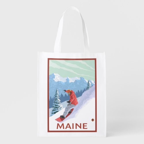 MaineSnowboarder Scene Reusable Grocery Bag