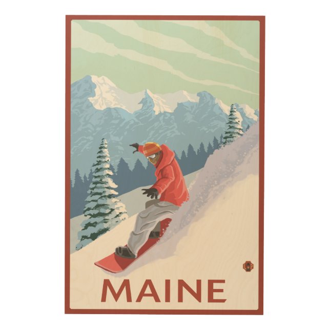MaineSnowboarder Scene Wood Wall Decor (Front)