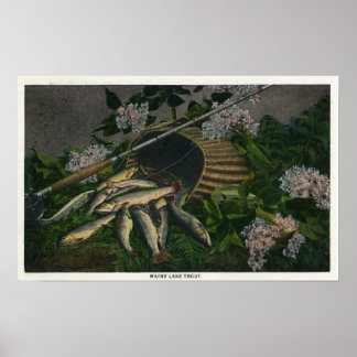 MaineView of a Nice Catch of Maine Lake Trout Poster