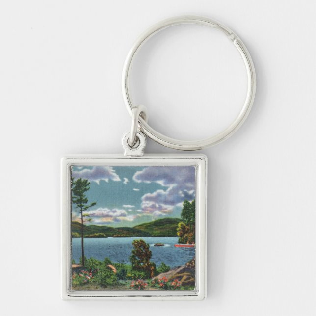 MaineView of Squaw Mountain and Moosehead Lake Keychain (Front)
