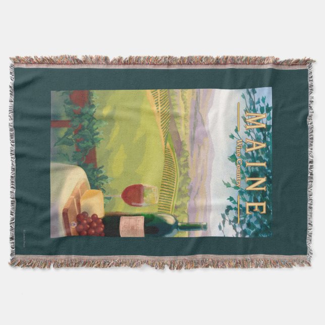 MaineWine Country Scene Throw Blanket (Front)