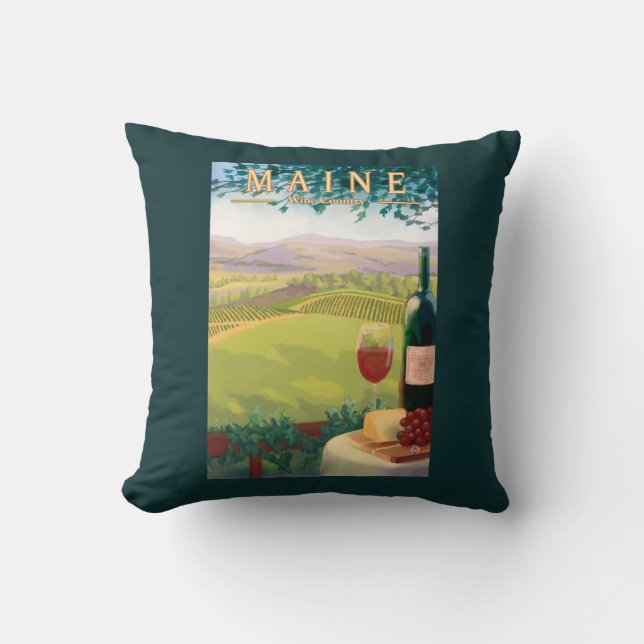 MaineWine Country Scene Throw Pillow (Front)