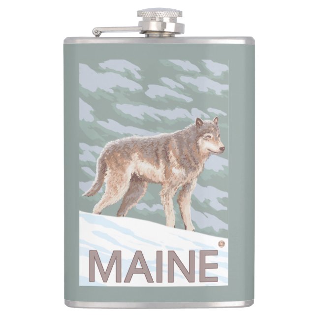MaineWolf Scene Flask (Front)