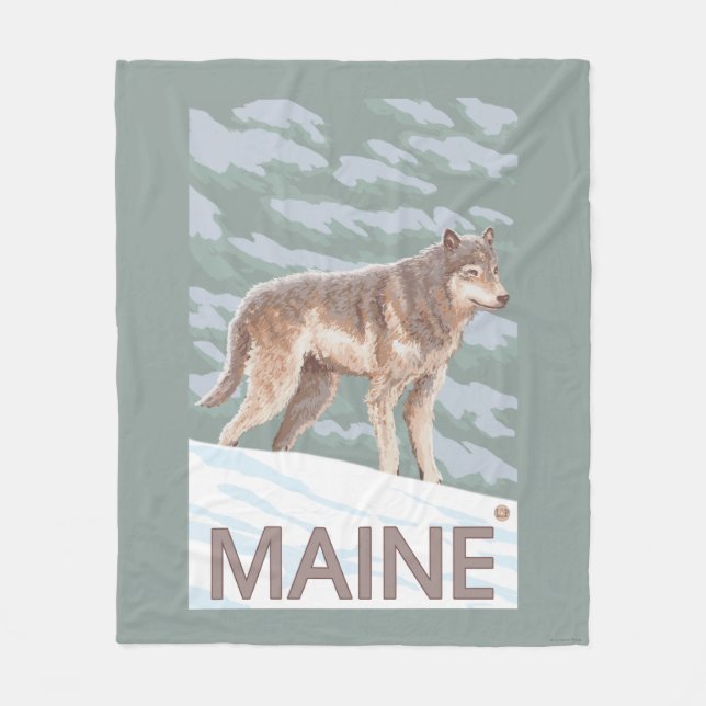 MaineWolf Scene Fleece Blanket (Front)