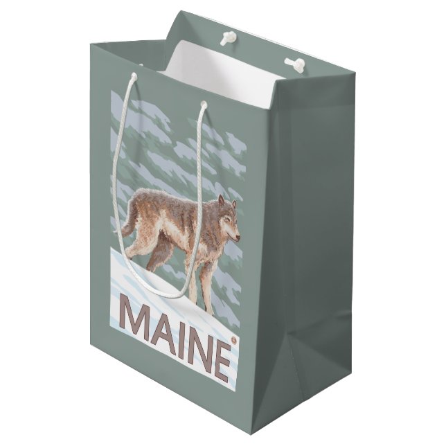 MaineWolf Scene Medium Gift Bag (Front Angled)