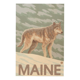 MaineWolf Scene Wood Wall Decor