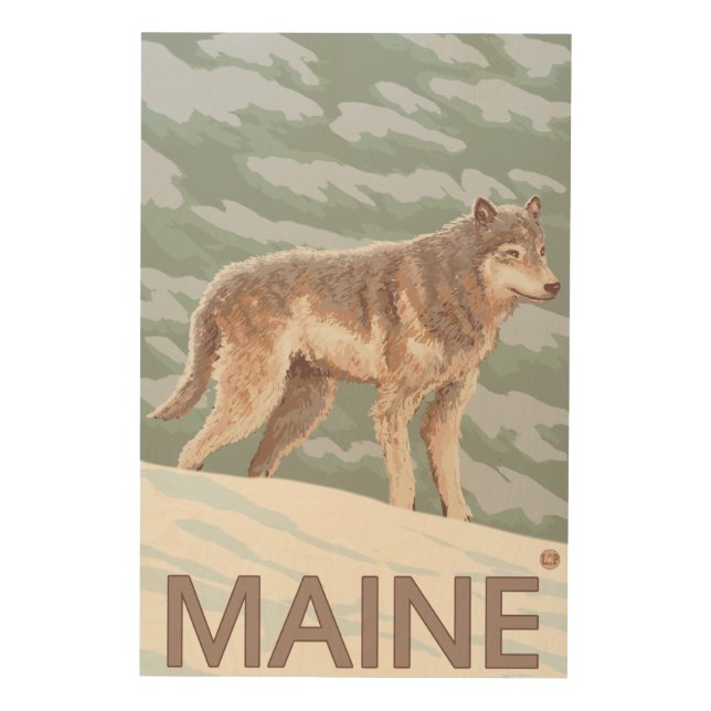 MaineWolf Scene Wood Wall Decor (Front)