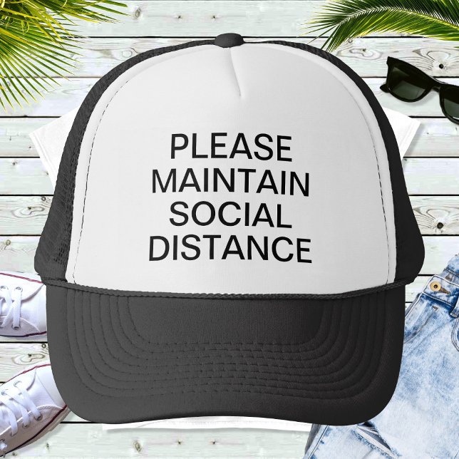 Maintain Social Distance Custom Text Baseball Trucker Hat (Creator Uploaded)