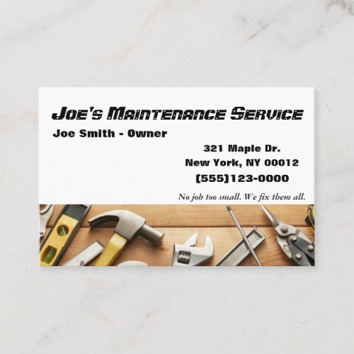 Maintenance Repair Handyman Service Business Card