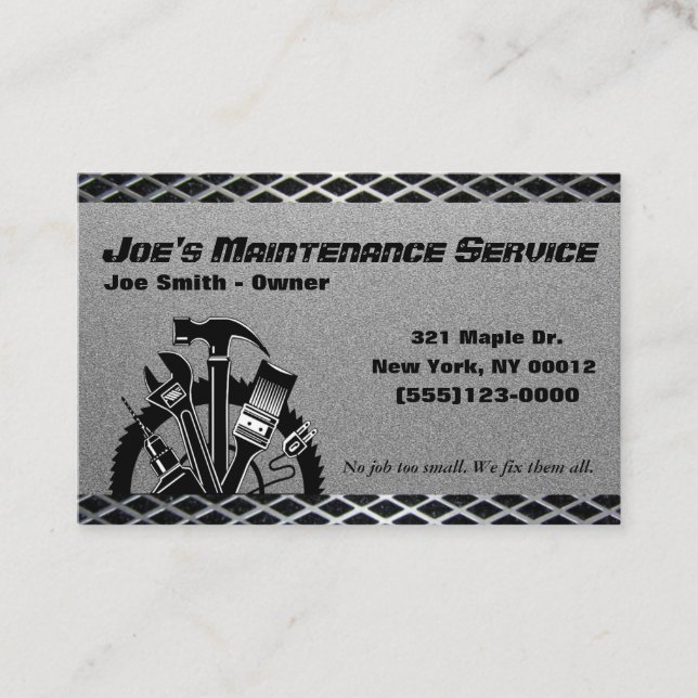 Maintenance Repair Handyman Service Business Card (Front)