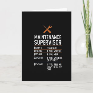 maintenance supervisor funny job Gift Present Idea Card