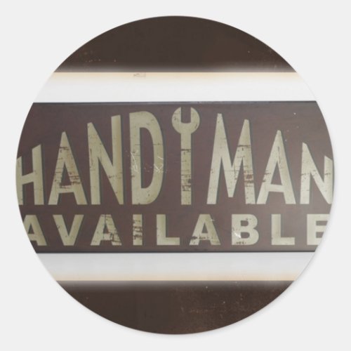 maintenance tools Construction Worker Handyman Classic Round Sticker