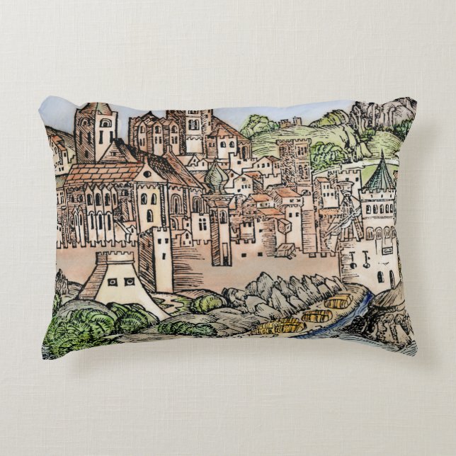 Mainz, Germany, 1493 Decorative Pillow (Front)
