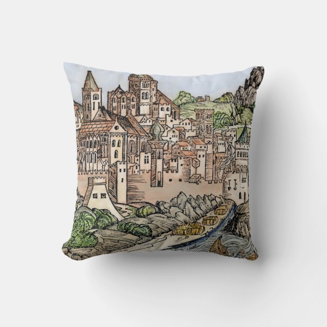 Mainz, Germany, 1493 Throw Pillow (Front)
