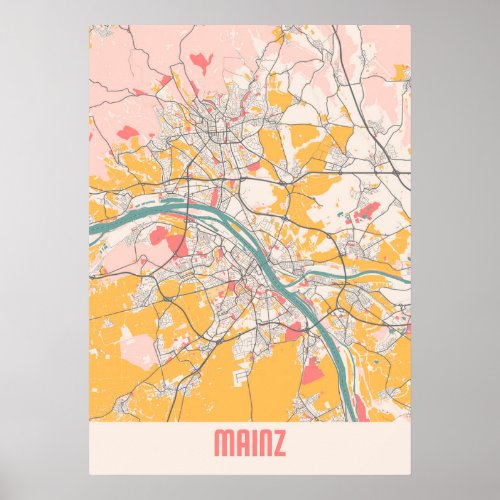Mainz _ Germany Chalk City Map Poster