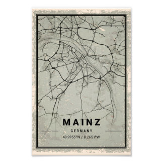 Mainz germany map print poster canvas