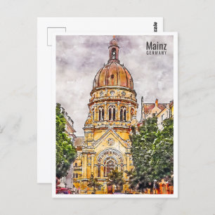Mainz Germany Travel Place Watercolor Postcard