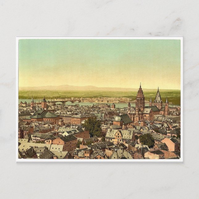 Mainz, towards the Rhine, the Rhine, Germany magni Postcard (Front)