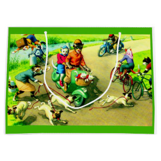 Mainzer cats on motorcycles and bikes large gift bag