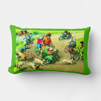 Mainzer cats on motorcycles and bikes lumbar pillow