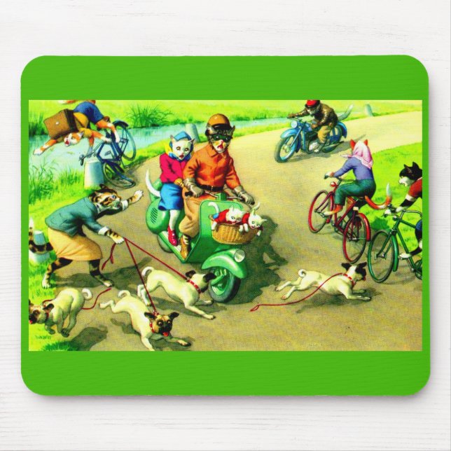 Mainzer cats on motorcycles and bikes mouse pad (Front)