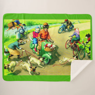 Mainzer cats on motorcycles and bikes sherpa blanket
