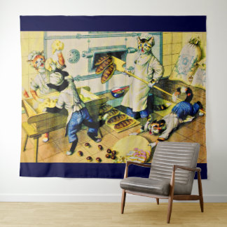 Mainzer chaotic bakery cats print tapestry