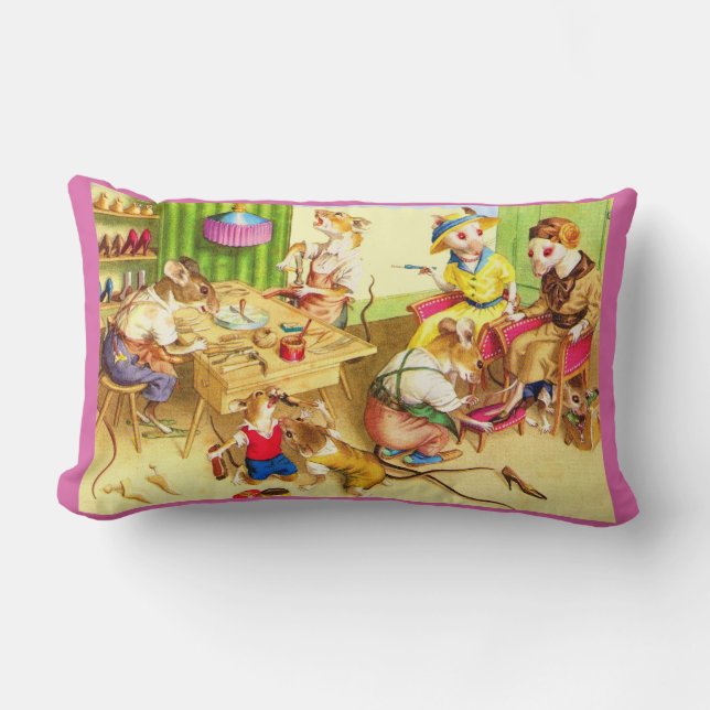 Mainzer mice cobblers and shoe store print lumbar pillow (Front)