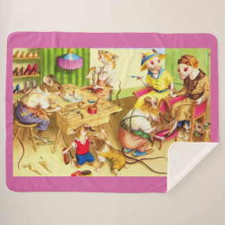 Mainzer mice cobblers and shoe store print sherpa blanket