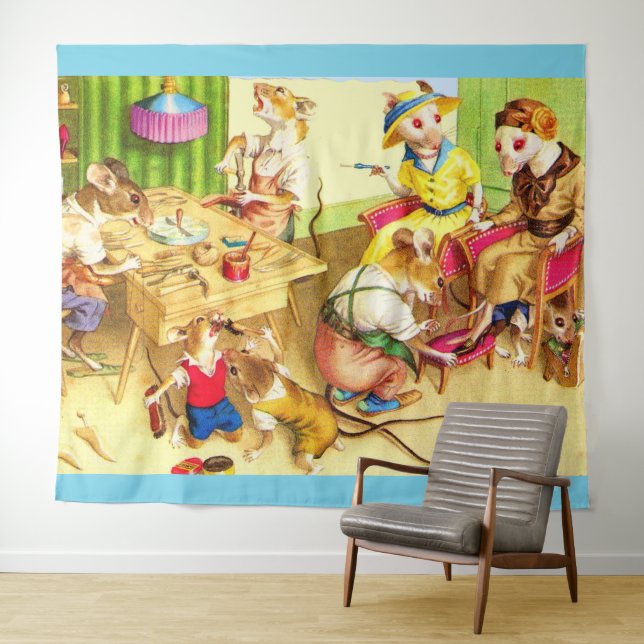 Mainzer mice cobblers and shoe store print tapestry (In Situ (Horizontal))