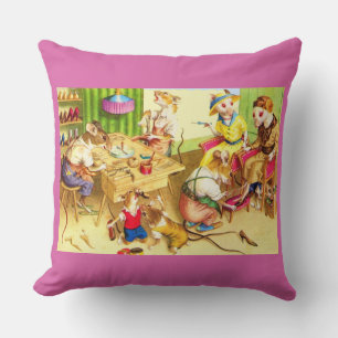 Mainzer mice cobblers and shoe store print throw pillow