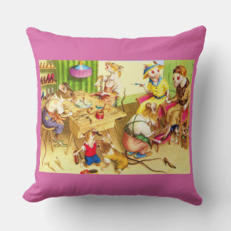 Mainzer mice cobblers and shoe store print throw pillow