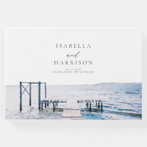 MAIRI Lake Pier Destination Watercolor Wedding Guest Book